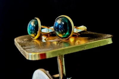 Gemelos cabujón verde Swank vintage Foto 1 de 3