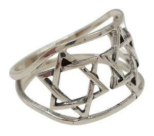 925 Sterlingsilber Davidstern Ring Kabbala Judaica Israel Schmuck Größe 6-10 - Bild 1 von 5
