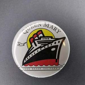 Queen Mary Ship Long Beach CA California 3" Pinback Button 1984 - Picture 1 of 2