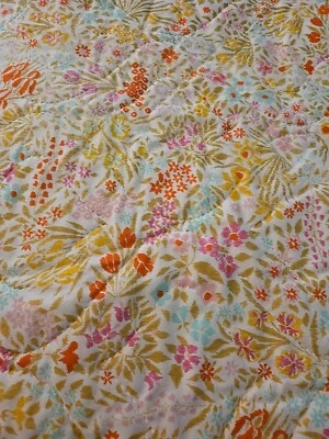 Springmaid Floral Twin Quilted Bed Comforter Blanket Retro Vintage Yellow - Image 1 of 4