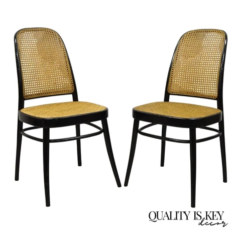 Vintage Ligna Bentwood Black Ebonized Cane Bistro Side Chairs - a Pair Cover