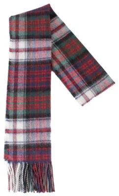 Locharron of Scotland Macdonald Dress Modern Lambswool Scarf - Green/Red/White - Image 1 of 3