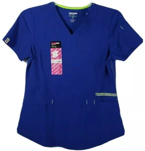 Scrubstar Women's Seasonal Solid Contrast V-Neck Scrub Top Royal Sapphire XS - Picture 1 of 6