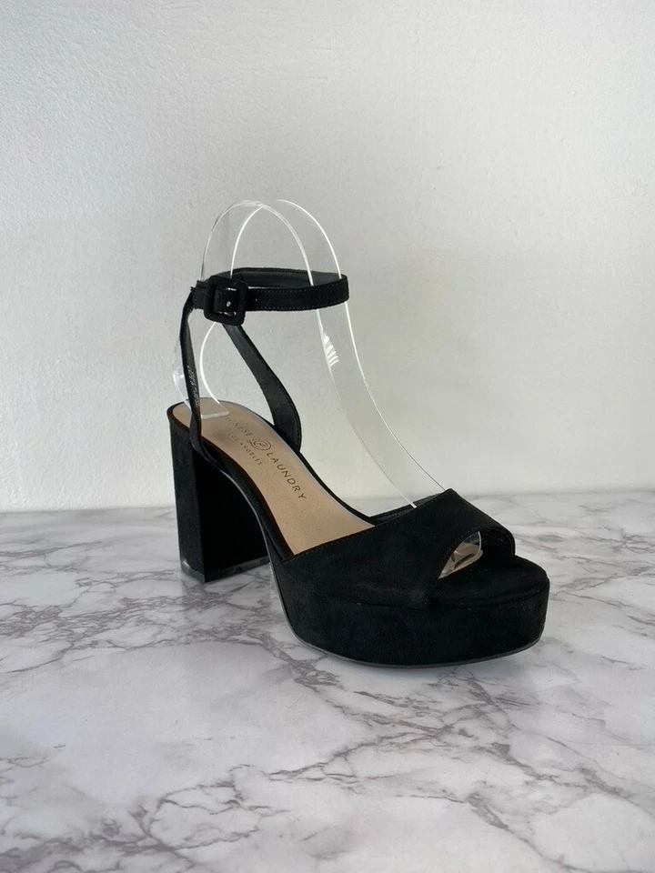 Sandalia de vestir con plataforma Theresa de gamuza negra para mujer Chinese & Laundry talla 6,5 Foto 1 de 4