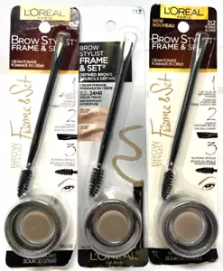 (3) Loreal Brow Stylist Frame & Set Cream Pomade 0.08 oz Sealed 212 - Blonde - Picture 1 of 3