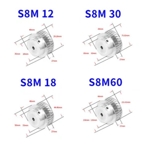 S8M 12-60T Timing Belt Pulley Pitch 8mm With Step Drive Pulleys Teeth Width 27mm - Picture 1 of 20