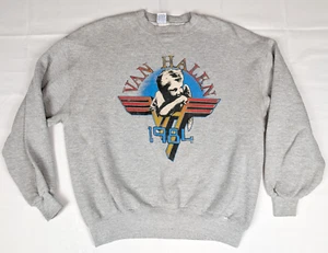 Vintage 80s Van Halen Crew Sweatshirt Pullover Mens XL Gray Long Sleeve 1984 - Picture 1 of 7