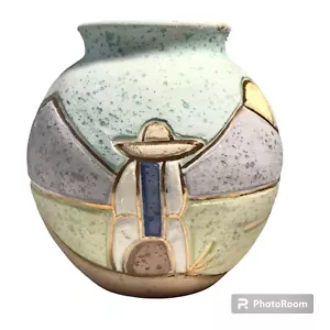 Vintage Mexican Tonala Pottery Vase Signed R. Gonza Artist Made in Mexico Pastel - Bild 1 von 14