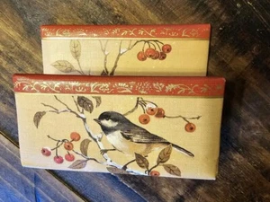 Vntg Hallmark Chickadees Winter Decorative Envelope/Card Napkin Holder Organizer - Picture 1 of 5