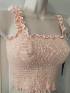NWT Caution To The Wind Smocked Peach Rayon Blend Top sz M - Picture 1 of 8