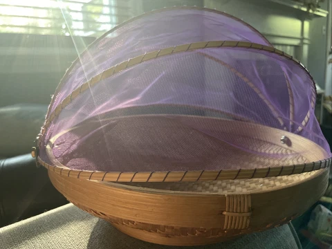 Handmade Tent Basket Netted Dome Lid Outdoors Picnic Purple Large Bread Cover