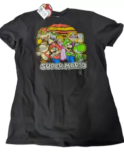Super Mario Bros black character cotton men's t-shirt Medium M NWT screen print - Picture 1 of 8