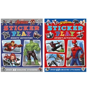 BOYS AVENGERS OR SPIDERMAN STICKER PLAY ACTIVITY Books Book Childrens KIDS - Picture 1 of 8