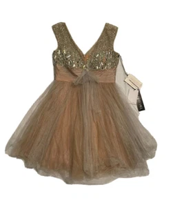 RARE Vintage Sherri Hill Nude/Silver Dress Size 6 - Picture 1 of 3