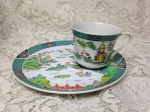 Vintage, Sigma Japan, Crown Staffordshire Style,Variant Gaudy Willow Snack Set - Picture 1 of 10