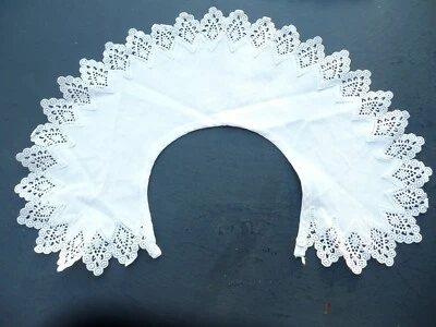 col ancien en piqué de coton blanc et dentelle - Photo 1/4