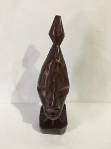 Vintage Hand Carved Wood Head Figure Haiti Approximately 8-1/2" Tall - Picture 1 of 6