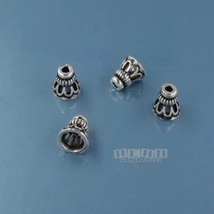 4 Stck. Antik Sterlingsilber Quaste Top/Perlenkappe/Kegel Abdeckung Enden 5 mm #33849 - Bild 1 von 3