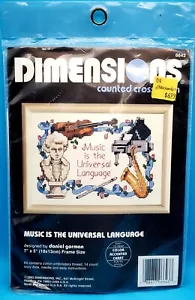 Vintage Dimensions 1993 "La musica è il linguaggio universale" kit punto croce contato - Foto 1 di 5