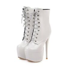 Sexy 16cm High Heels Ankle Boots Women Boots PU Lacing Shoes Woman Large Size
