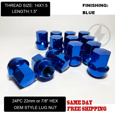 Tuercas de tuerca estilo fábrica lisas para GMC Acadia Savana Sierra 14x1,5 azul 24 piezas Foto 1 de 4