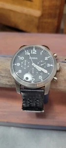 Fossil Cronógrafo Hombre Negro Cuero Cuarzo Analógico Reloj de Vestir Fs-5181 - Imagen 1 de 6