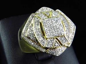 3Ct Round Cut Lab Created Diamond Men's Wedding Ring 14K Yellow Gold Finish - Picture 1 of 3