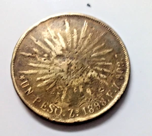 1898 Zs F.Z MEXIKO UN PESO GEPRÄGT IN BRONZE MÜNZE - Bild 1 von 2