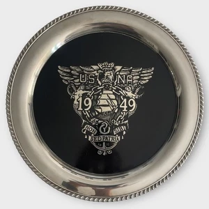 Oneida Silver Tray USNA 1949 Plated Stamped U.S. Naval Academy Rope Trim Vintage - Picture 1 of 7