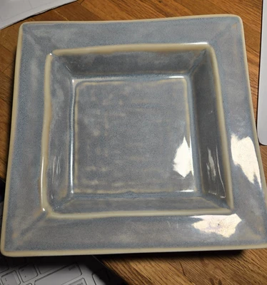 PULLIVUYT QUARTET COLLECTION 8" RIMMED PLATE, SEA & SAND GLAZE, DISC. - Image 1 of 2