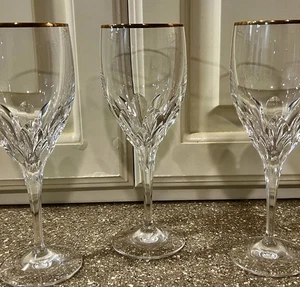 Gorham Cristallo Diamante Platino Oro Bordato Bicchiere da Vino Set di 3 (A3) - Foto 1 di 5