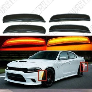 4pcs Front+Rear Side Marker Lights Smoke Lens For Dodge Charger 2015-2023​ - Picture 1 of 12