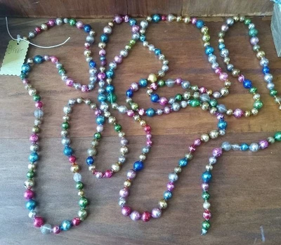 ANTIQUE MERCURY GLASS MULTI COLOR BEAD GARLAND CHRISTMAS TREE VINTAGE COBALT 9' - Image 1 of 4