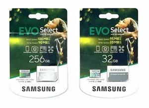 Samsung MicroSD, EVO Select, 256 Go MicroSDXC 4K + BONUS 32 Go avec micro adaptateur - Photo 1 sur 2