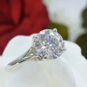 RARO Anillo solitario de diamantes tratados blancos certificados de 5,85 quilates en plata 925 - Imagen 1 de 6