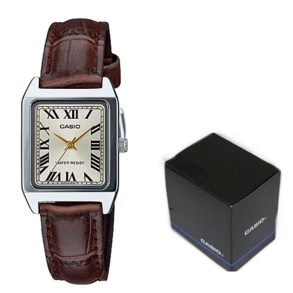 Casio LTP-V007L-9BUDF Women's Watch - Champagne Brown Leather Strap New - Image 1 of 1