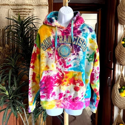 Sudadera con Capucha Vintage Años 90 San Francisco L OBSI Tie Dye California Pullover Bordado Foto 1 de 4