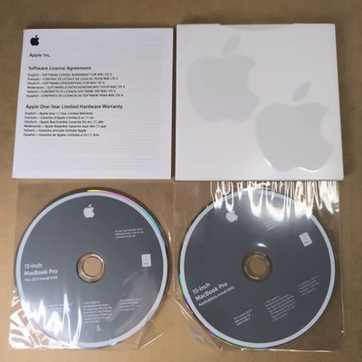 MacBook Pro 15-inch OS X Install DVD 10.6.4 & Application DVD & Apple Stickers - Image 1 of 4