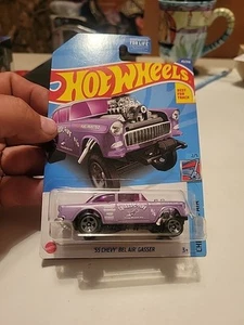 HOT WHEELS 2022 CHEVY BEL AIR ~ '55 BEL AIR GASSER TRIASSIC FIVE ~ PURPLE - Picture 1 of 7