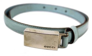 GUCCI Silber Messing Hellblau Leder Taillengürtel Accessoires Italy Gebraucht Gut - Bild 1 von 17