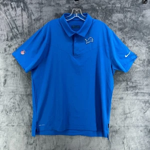 Nike Detroit Lions Polo Shirt Mens XL Blue On Field Dri-FIT NFL Coach's Snap - Picture 1 of 17