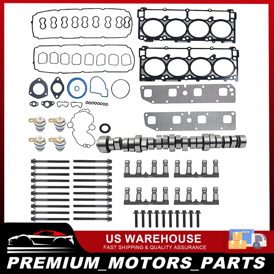 NON MDS Camshaft Lifters W/Head Gaskets Kit for 2003-2008 Dodge Ram 1500 5.7L Foto 1 de 4