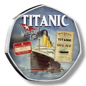 La Pièce Commemorative En Forme De Titanic Supersize Big 50p - En Mémoire - Picture 1 of 4