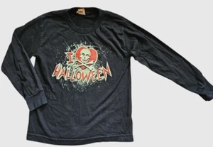 * Black I LOVE HALLOWEEN Skull Long Sleeved Top Boys Size 10-12 - Picture 1 of 3