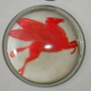 Mobil Oil - Heavy Glass Paperweight 1940's 50's? - Picture 1 of 2