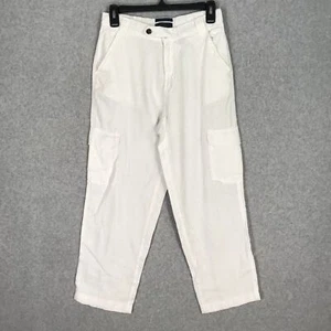 Rachel Roy Pant Women Small Linen Cargo Chino Resort Safari Neutral Coastal READ - Picture 1 of 10