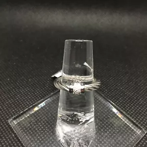 $395 ALOR Diamond 0.05ct Oro 18K Acero Inoxidable Anillo Cable Talla 6.5 - Imagen 1 de 2