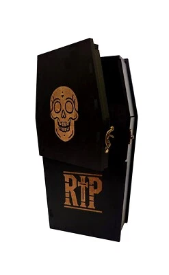 Black Hand Painted Handmade Wood Coffin Shaped Candy Storage Box Halloween - Image 1 of 4