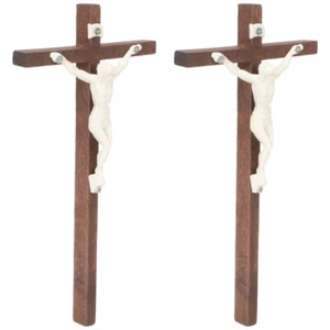 2 Pcs Prayer Ornaments Catholic Crucifix for Wall Religious Home Decor - Picture 1 of 12