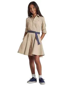 Polo Ralph Lauren Girls Cotton Chino Shirtdress Size 12 - Picture 1 of 8